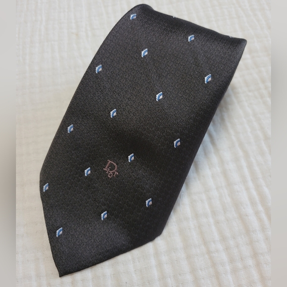 Dior Other - Christian Dior Chocolate Brown Tie with Diamond Pattern WPL 125